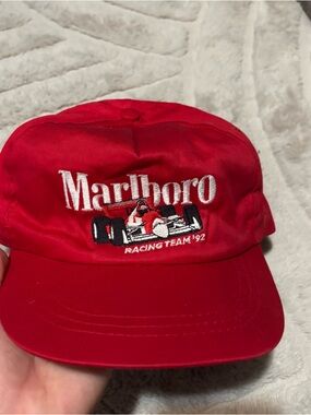 Vtg Marlboro Racing Team 1992 VTG Red SnapBack Hat
